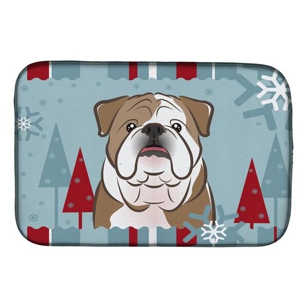 Carolines Treasures BB1715DDM Winter Holiday English Bulldog Dish Drying Mat BB1715DDM - main